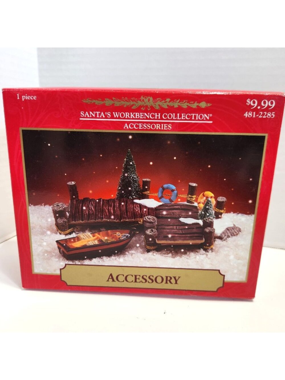 Santas Workbench Collection Miniature Holiday Dock & Boat Scene Accessory